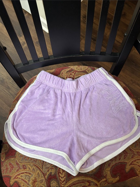 PINK Victoria's Secret Pants - PINK Victoria's Secret Lilac Terry Retro Athletic Shorts with White Trim